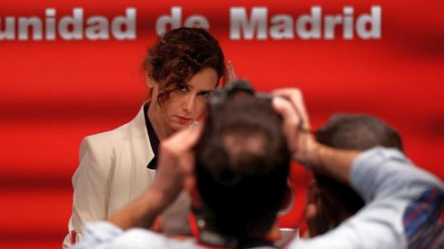 La presidenta de la Comunidad de Madrid, Isabel Díaz Ayuso, durante la rueda de prensa ofrecida en la Real Casa de Correos de Madrid