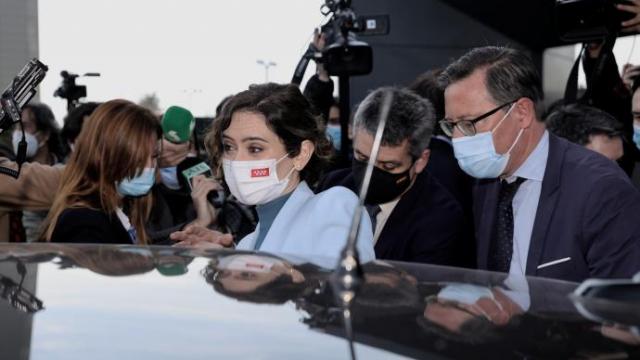 Ayuso, a la salida de la Junta Directiva del PP celebrada este martes.