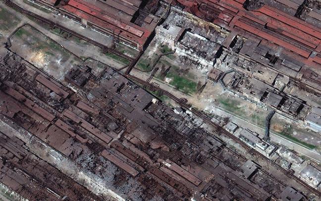 Vista aérea de la acería de Azovstal.