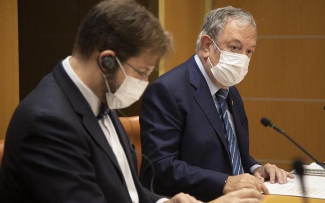 El consejero de Economía, Pedro Azpiazu, durante la Comisión de Economía, Hacienda y Presupuestos.