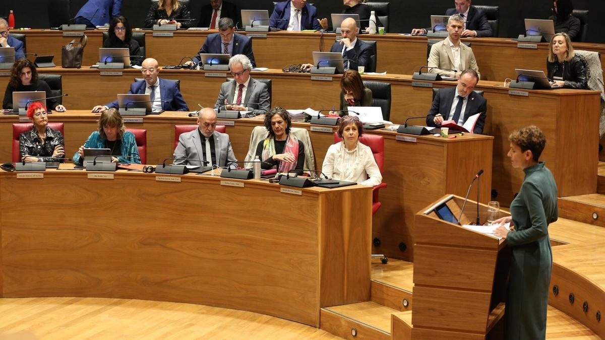 La presidenta Chivite, durante el Debate sobre el estado de la Comunidad.