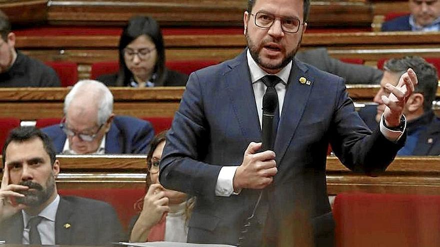 Pere Aragonès, en el Parlament el pasado mes.