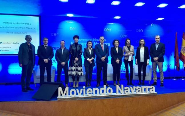 Imagen de la presentación del informe 'Perfiles profesionales y necesidades de FP en Navarra. Perspectiva 2030'. Imagen de la presentación del informe 'Perfiles profesionales y necesidades de FP en Navarra. Perspectiva 2030'.