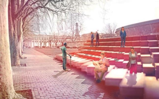 Fotomontaje realizado por el autor durante el proceso de creaci&oacute;n de la obra memorialista 'Hipogeo', que se ubicar&aacute; junto a la plaza de toros.