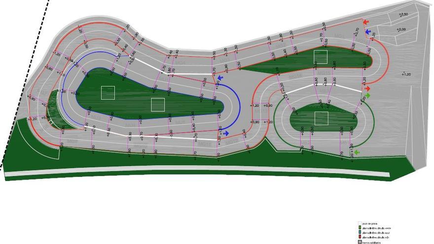 Plano de la futura instalación, con tres circuitos distintos según la dificultad