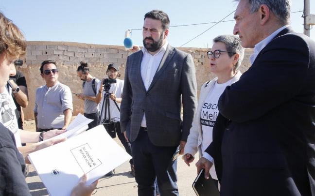 Los diputados de Unidas Podemos, EH Bildu y ERC, ayer en Melilla.