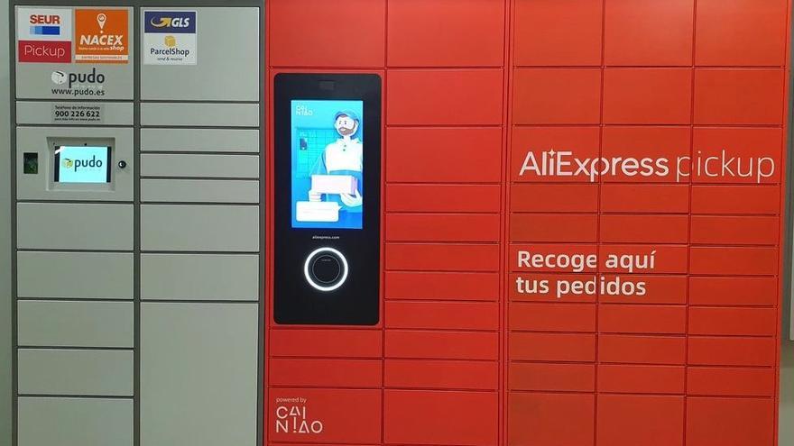 Servicio de lockers de Aliexpress, como el que la firma china instalará en su nueva tienda física de Pamplona.