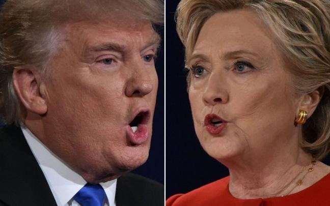 Donald Trump y Hillary Clinton en un debate electoral. Donald Trump y Hillary Clinton en un debate electoral.