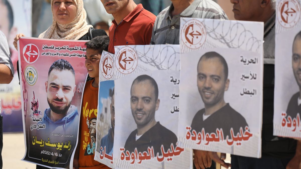 Una protesta en solidaridad con los presos en detención administrativa en Gaza.