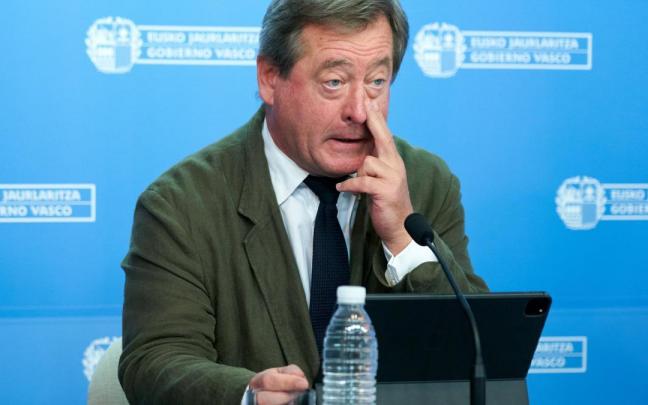 El portavoz del Ejecutivo auton&oacute;mico, Bingen Zupiria, hoy en rueda de prensa