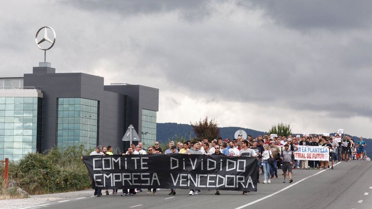 Manifestación de los trabajadores de Mercedes este miércoles