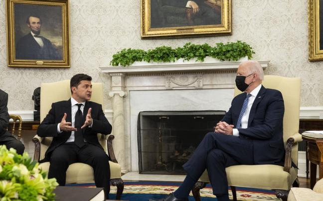 El presidente de Ucrania, Volodomir Zelenski, en su anterior visita a Washington en septiembre de 2021.