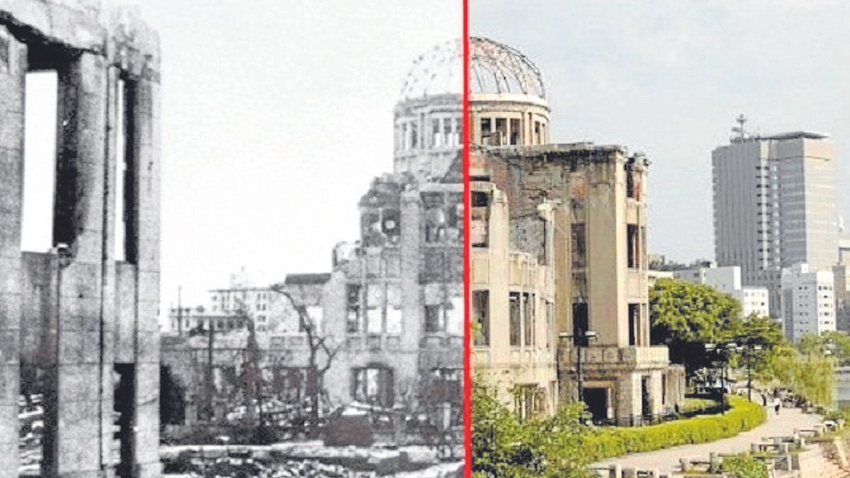 El Museo de la Paz de Hiroshima, tras la explosión y en la actualidad, un grito contra la barbarie de las guerras.