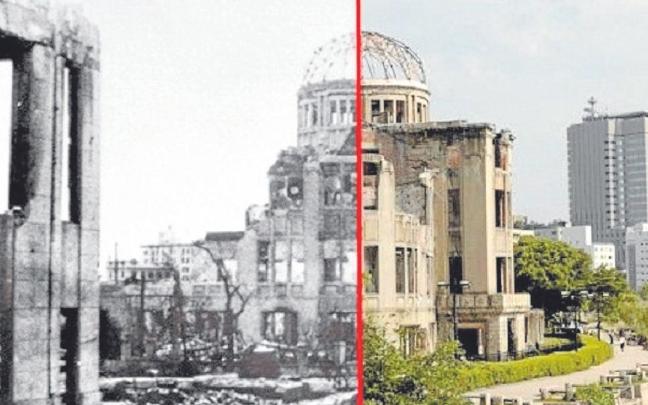 El Museo de la Paz de Hiroshima, tras la explosión y en la actualidad, un grito contra la barbarie de las guerras. El Museo de la Paz de Hiroshima, tras la explosión y en la actualidad, un grito contra la barbarie de las guerras.