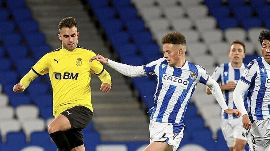 El filial txuri-urdin se impuso al Real Unión en el derbi guipuzcoano de la Primera RFEF. | FOTOS: JAVI COLMENERO