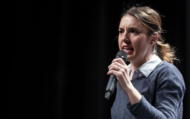 Irene Montero interviene durante el acto '¿Consentiste o no? Solo sí es sí', este febrero en Madrid.