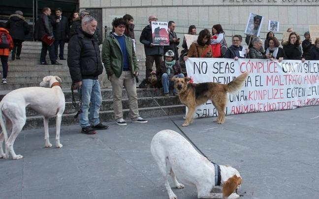 Concentración a la entrada de los juzgados de Donostia de la plataforma contra el maltrato animal de Gipuzkoa. Concentración a la entrada de los juzgados de Donostia de la plataforma contra el maltrato animal de Gipuzkoa.
