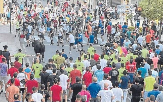 Imagen del toro con soga que hubo este fin de semana durante las fiestas