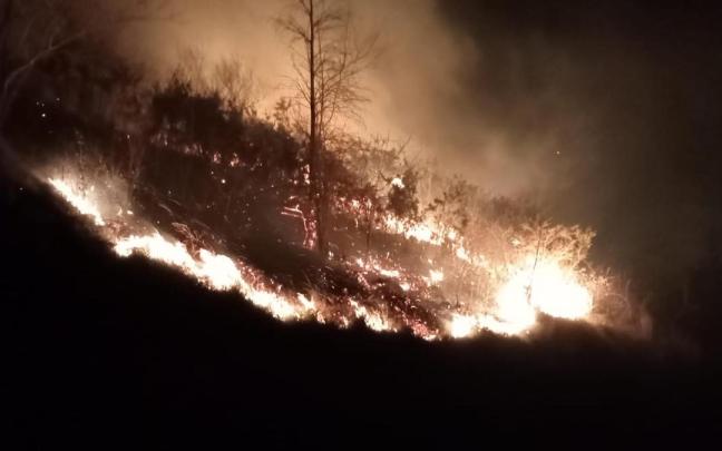 Incendio forestal en Asteasu