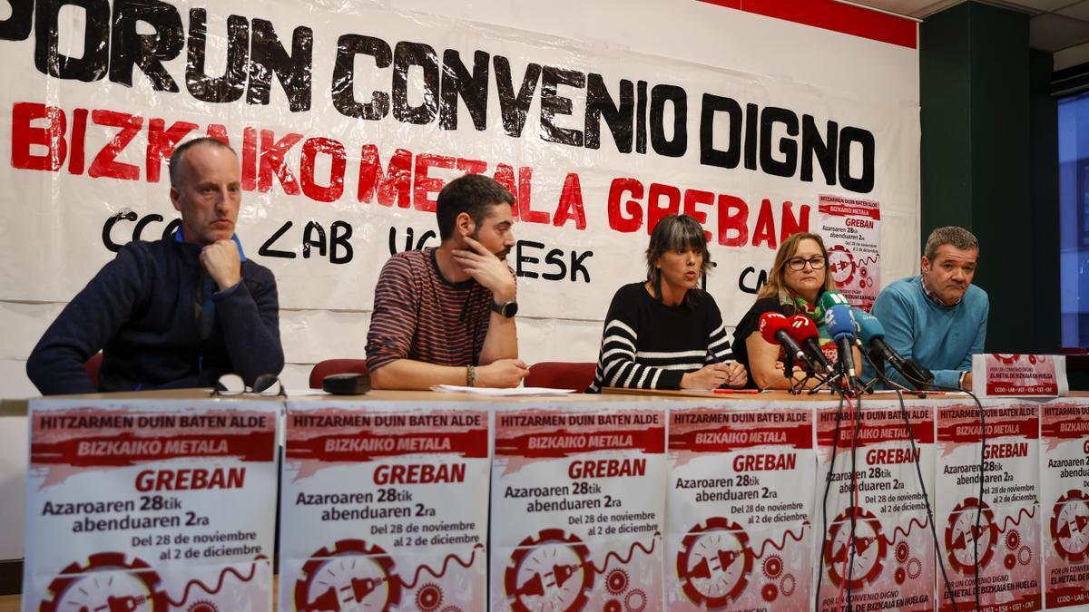 CCOO, LAB, UGT, ESK, CGT y CNT aseguran que irán "hasta el final" en conflicto del Metal de Bizkaia