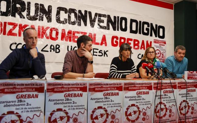 CCOO, LAB, UGT, ESK, CGT y CNT aseguran que ir&aacute;n "hasta el final" en conflicto del Metal de Bizkaia