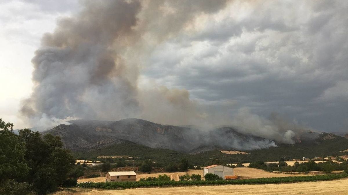 Incendio en Artesa de Segre (Lleida) el miércoles 15 de junio por la tarde.