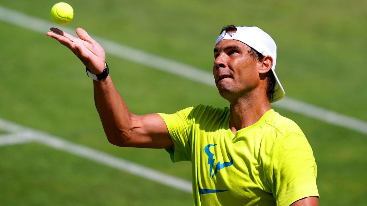 Nadal, durante un entrenamiento previo a Wimbledon.