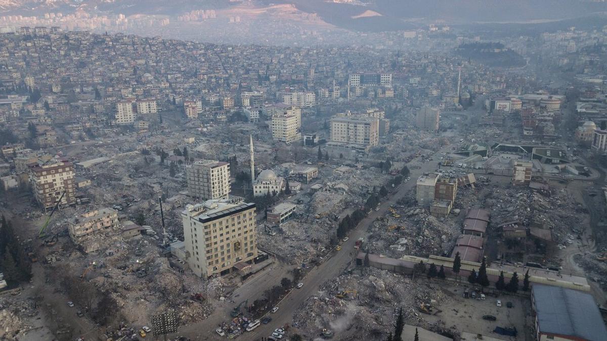 Vista aérea de la zona más dañada en Kahramannaras.