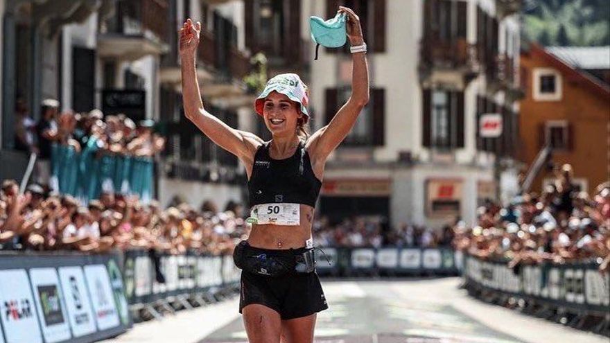 Sara Alonso, en la meta de Chamonix