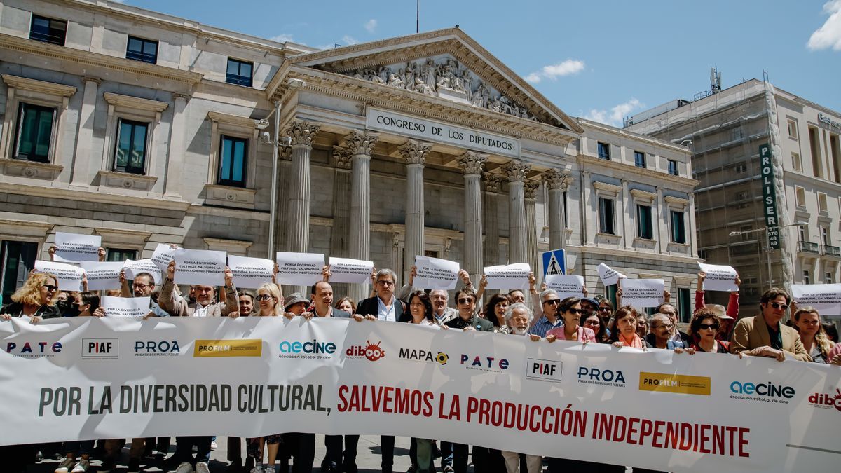 Protestas del sector audiovisual contra la nueva ley.