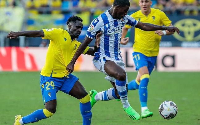 Momo Cho, durante el partido de la primera jornada liguera contra el Cádiz. Momo Cho, durante el partido de la primera jornada liguera contra el Cádiz.
