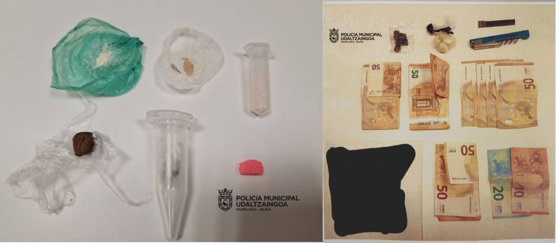 Imagen de la droga y el dinero incautados