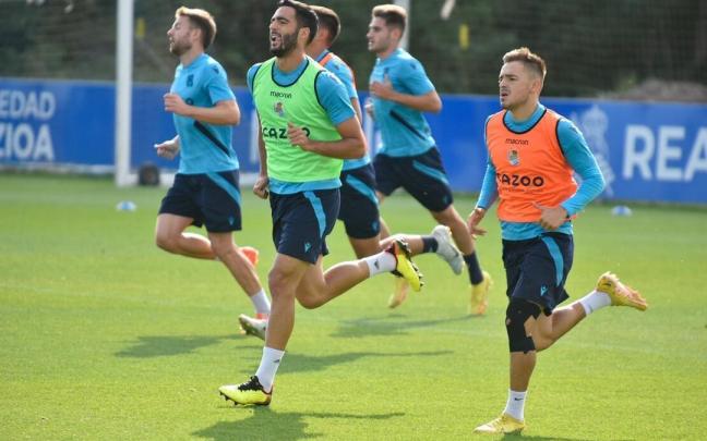 Mikel Merino, durante un entrenamiento en las instalaciones de Zubieta.