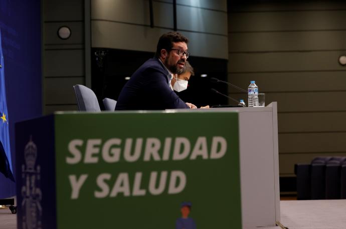El secretarios de Estado de Empleo, Joaquín Pérez Rey, durante la presentación de los datos del paro este martes.