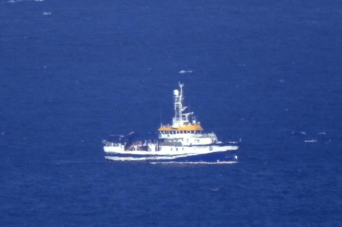 Imagen del buque 'Angeles Alvariño' desde el que se realiza el operativo.