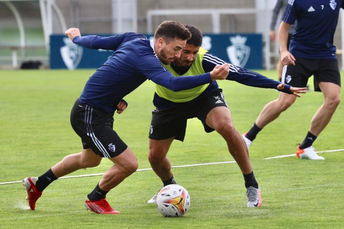 Kike Barja, en el entrenamiento matinal de Tajonar.