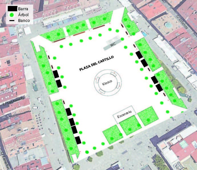 El nuevo espacio festivo con barras y dj's que plantea Navarra Suma para San Fermín.