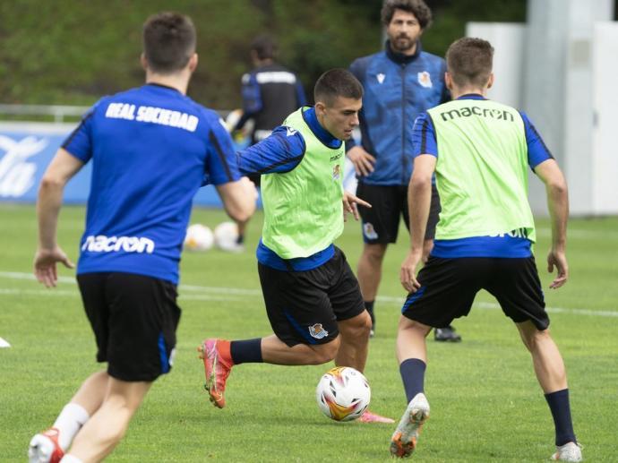 Barrenetxea, en un entrenamiento en Zubieta.