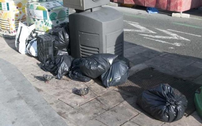 Basura fuera de los contenedores.