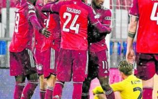 El Bayern celebra el segundo gol, obra de Sané. Foto: Efe El Bayern celebra el segundo gol, obra de Sané. Foto: Efe