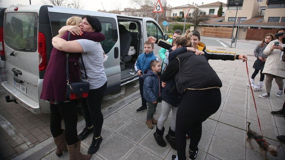 Llegada de familias ucranianas a Navarra el pasado mes de marzo.