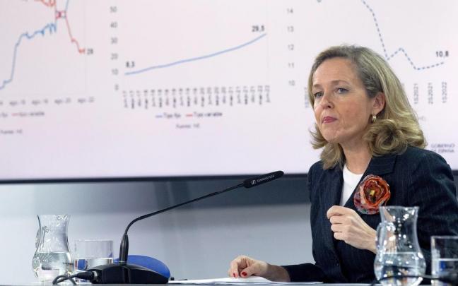 La ministra de Asuntos Económicos, Nadia Calviño, en la presentación el martes del acuerdo.