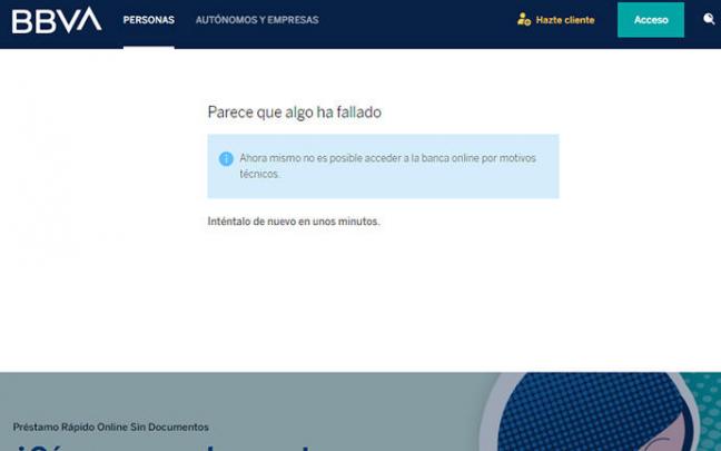 Los problemas técnicos impiden el acceso a los clientes online del banco.