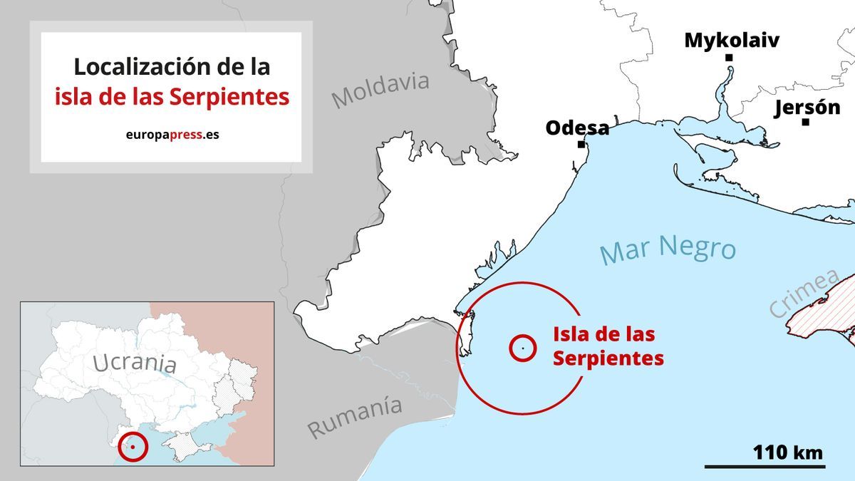 La isla de las Serpientes en un mapa.
