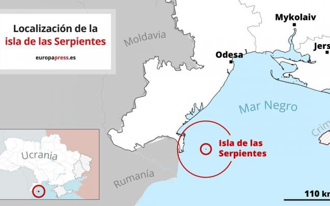 La isla de las Serpientes en un mapa.