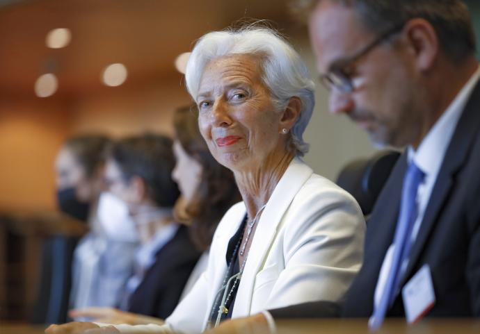 La presidenta del BCE, ayer lunes, en el Parlamento Europeo.