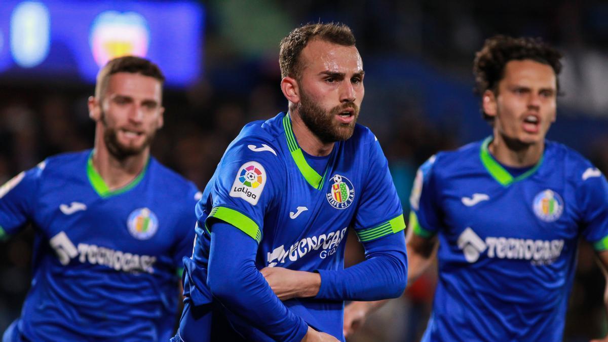 Borja Mayoral celebra el gol.