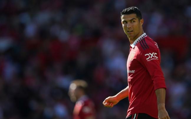 Cristiano Ronaldo durante un partido con el Manchester United.