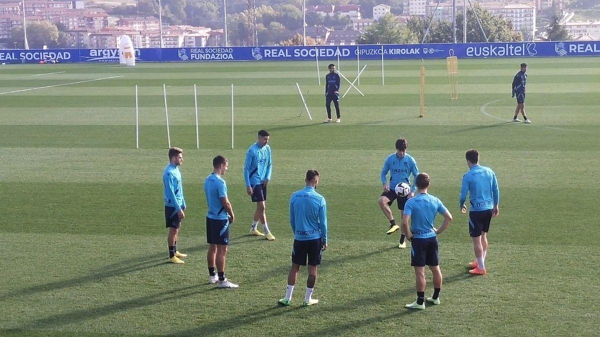 Entrenamiento de la Real, este miércoles en Zubieta