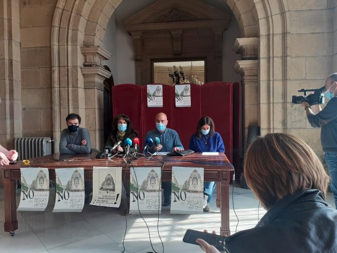 Burutaran (EH Bildu), Araneta (Elkarrekin Podemos), D´Arlas (Ancora) y Baroja (PP), en el Ayuntamiento de Donostia